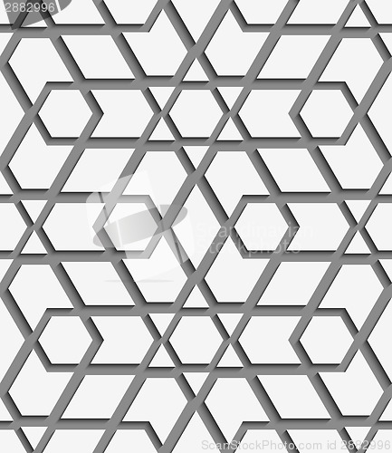 Image of White geometrical detailed on gray seamless pattern