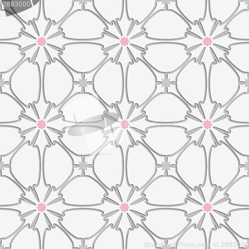 Image of White flourish with pink tile ornament