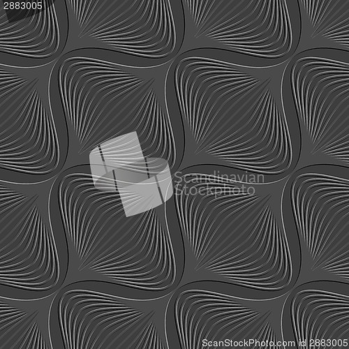 Image of Dark geometrical diagonal onion shape embossed seamless pattern