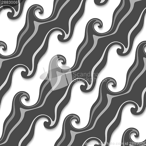 Image of Dark gray striped curved lines and swirls seamless
