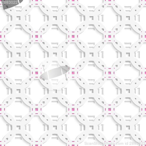Image of White ornament on top perforated rectangles with pink seamless