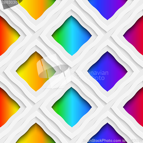 Image of Rainbow colored rectangles holes and rim seamless pattern