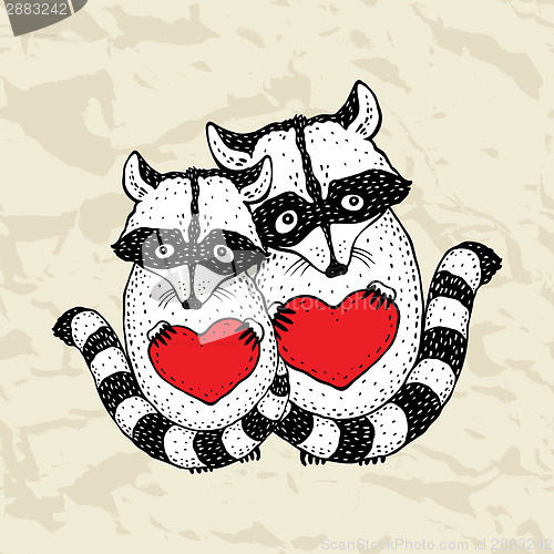 Image of Raccoon carrying a heart.