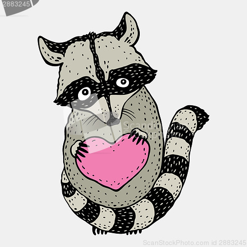 Image of Raccoon carrying a heart.