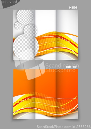 Image of tri-fold brochure in orange color