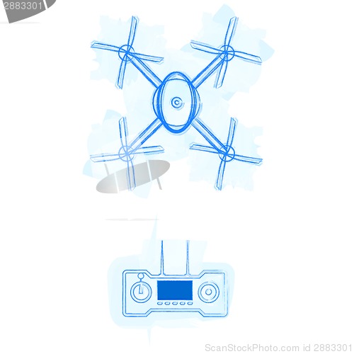 Image of Sketch vector illustration of quadracopter