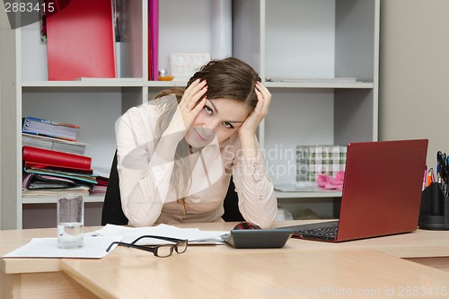 Image of Office worker grabbed his hands behind head