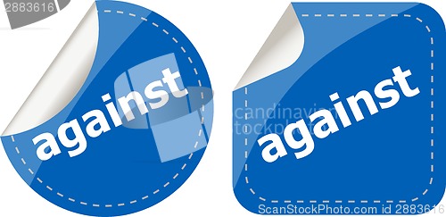 Image of against stickers set on white, icon button