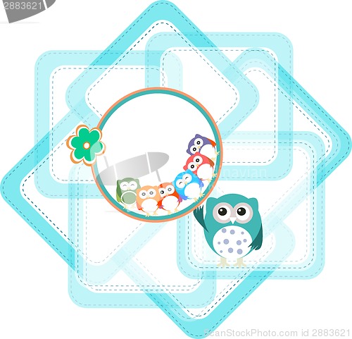 Image of baby boy card with flowers and owl background