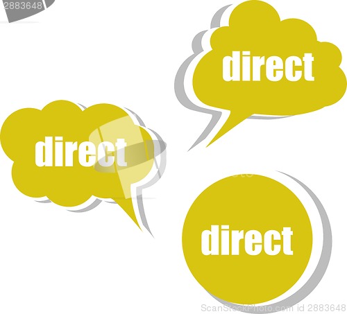 Image of direct word on modern banner design template. set of stickers, labels, tags, clouds