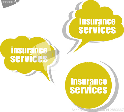 Image of insurance services, Set of stickers, labels, tags. Template for infographics