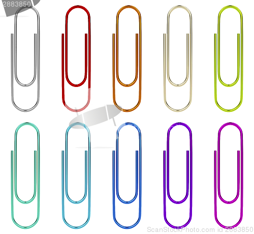 Image of Set of multicolored paperclips