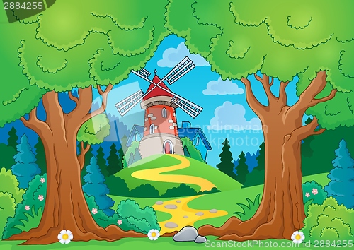 Image of Tree theme with windmill 1