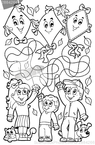 Image of Maze 9 coloring book with children