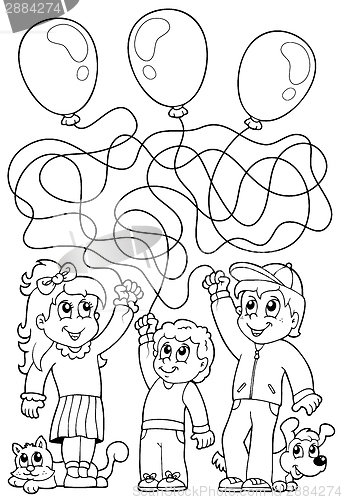 Image of Maze 8 coloring book with children