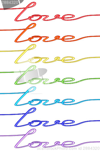 Image of Set of colorful 'Love' words made of wire isolated on white