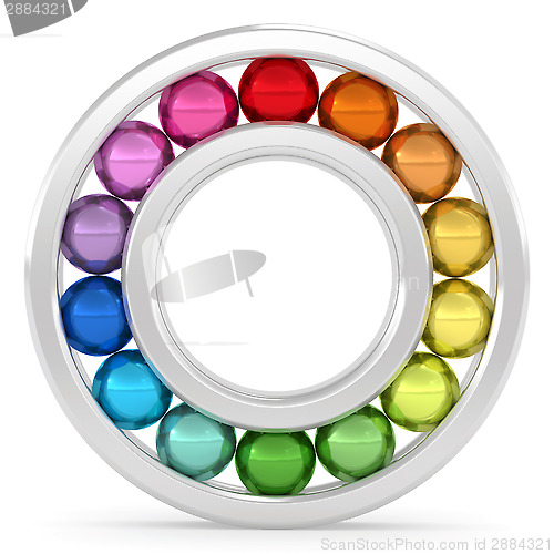 Image of Bearing with colorful balls on white background