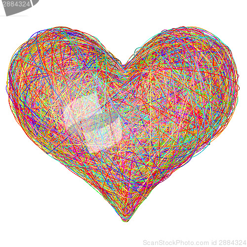 Image of Heart shape composed of colorful striplines