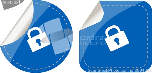 Image of stickers set isolated on white with padlock, security concept