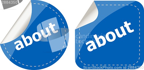 Image of about stickers set icon button isolated on white