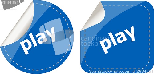 Image of play stickers set on white, icon button isolated on white