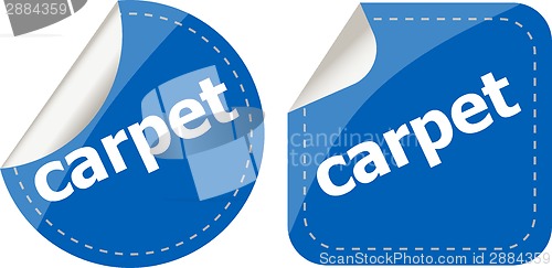 Image of carpet word stickers set, web icon button