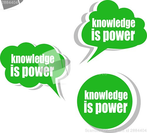 Image of knowledge is power. Set of stickers, labels, tags. Template for infographics