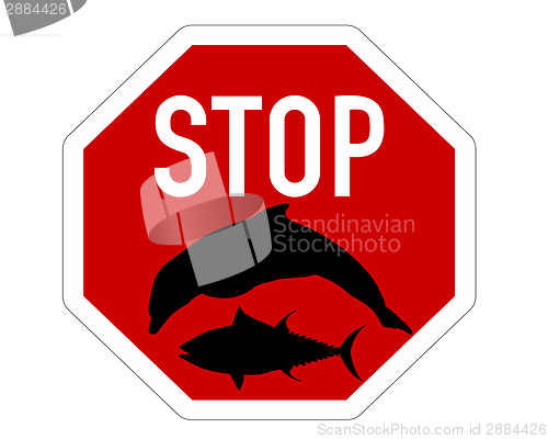 Image of Stop sign tuna dolphin fishing