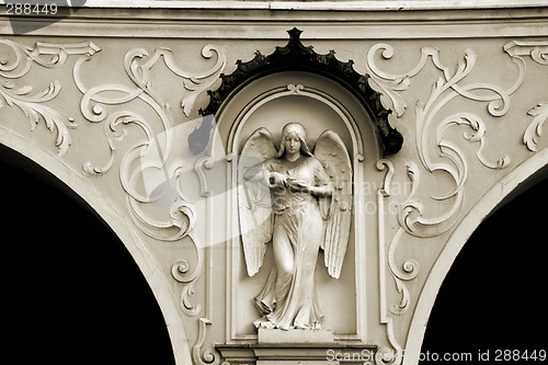 Image of Angel statue in sepia