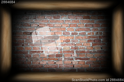 Image of abstract interior backdrop with brick wall 