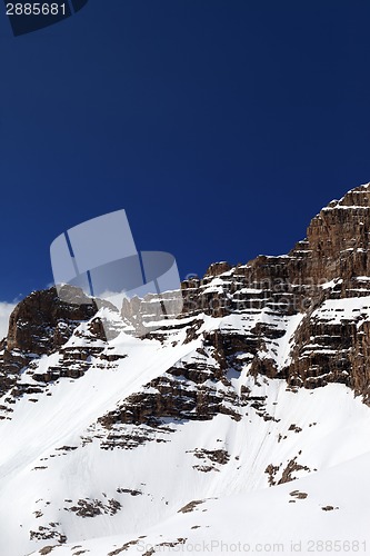 Image of Snowy rocks with traces from avalanche