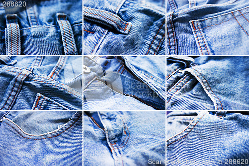 Image of Details of blue jeans