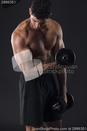 Image of Muscular man lifting weights