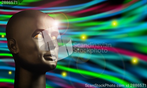 Image of Android head watching swirling colors