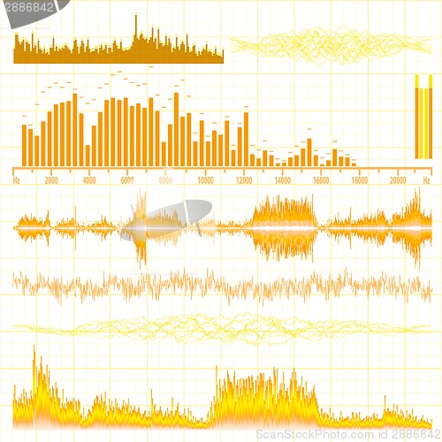 Image of Sound waves set. Music background. EPS 10