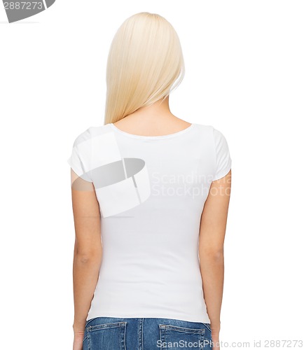 Image of young woman in blank white t-shirt
