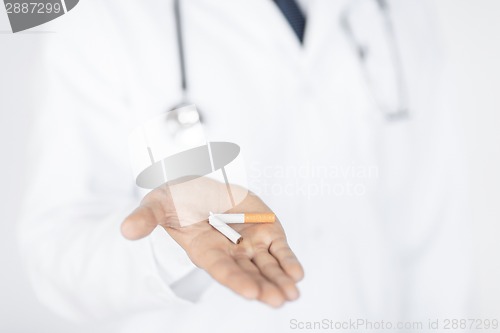 Image of man breaking the cigarette with hands