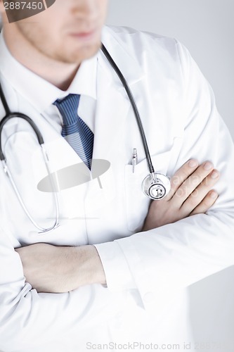 Image of doctor with stethoscope in white uniform