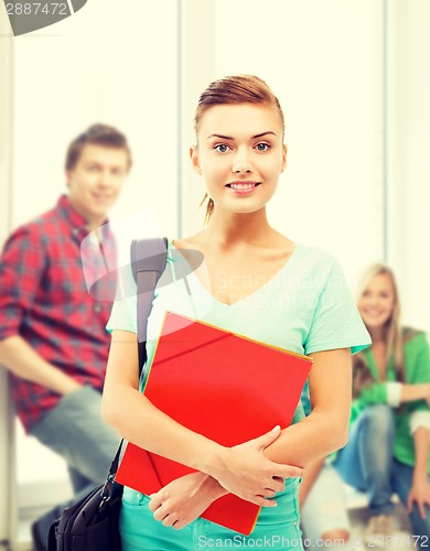 Image of student girl with folders and school bag