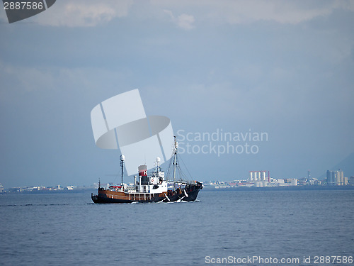 Image of REYKJAVIK COAST, ICELAND-JULY 27 : whaling boat with 2 killed wh