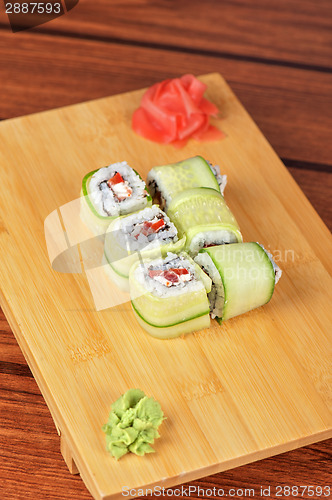 Image of cucumber sushi rolls