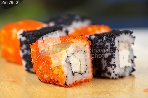 Image of tobico sushi rolls