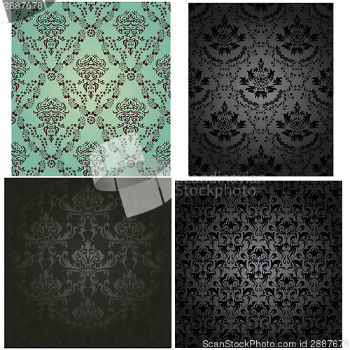 Image of Damask seamless pattern set