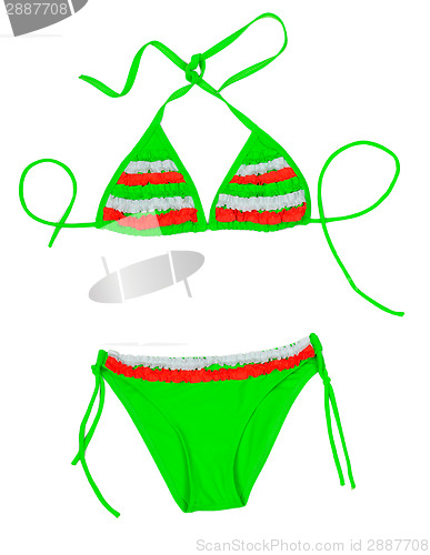 Image of Green with red insert fashionable swimsuit