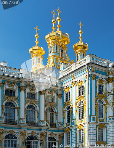 Image of golden domes with crosses of catherine's palace in tsarkoie selo