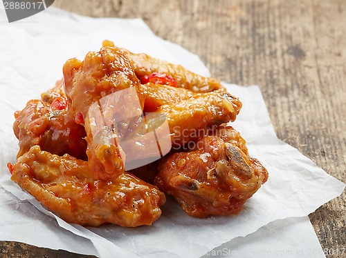 Image of fried chicken wings with sweet chili sauce