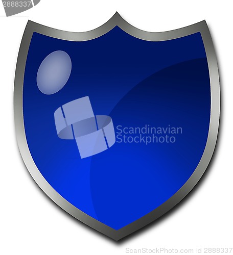 Image of Blue badge or crest-shaped button