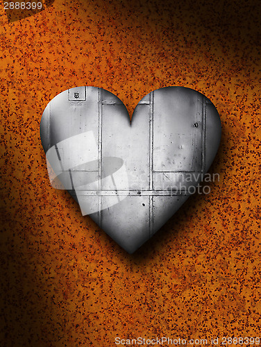 Image of Sheet Metal Heart Against a Rusty Background