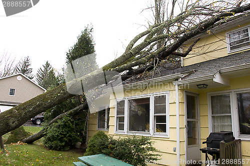 Image of NEW JERSEY, USA, October 2012 - Residential roof damage caused b