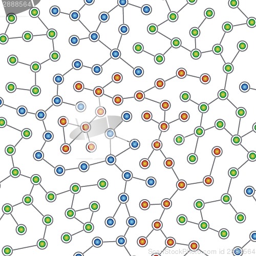 Image of Network of color nodes against white 